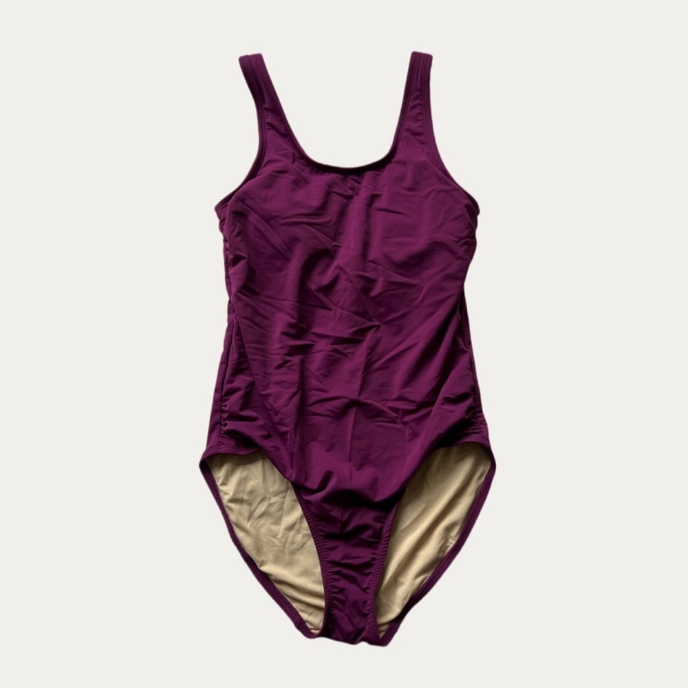 Lime Ricki Plum Purple Scoop Neck One Piece Swimsuit